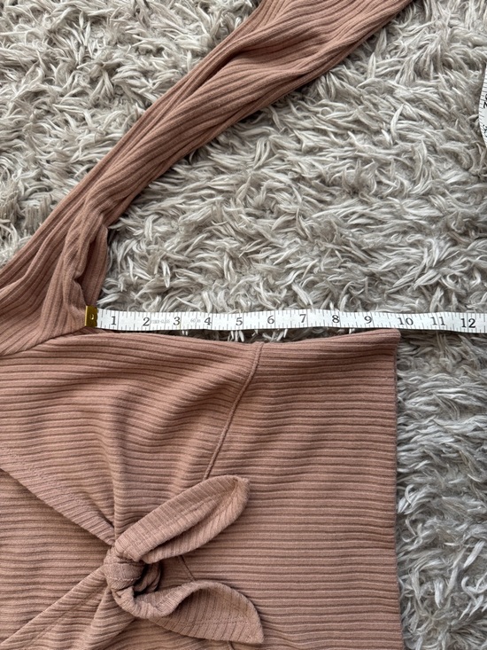 Abercrombie & Fitch Brown Ribbed Knot Front Long Sleeve Top - Picture 5 of 7